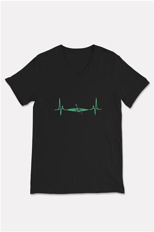 Kano Baskılı Unisex Siyah V Yaka Tişört