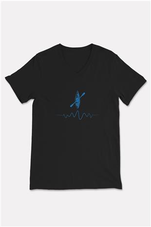 Kano Baskılı Unisex Siyah V Yaka Tişört
