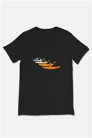 Kano Baskılı Unisex Siyah V Yaka Tişört