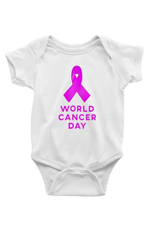 Kanser Günü Baskılı Beyaz Unisex Bebek Body - Zıbın