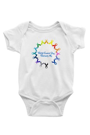 Kanser Günü Baskılı Beyaz Unisex Bebek Body - Zıbın
