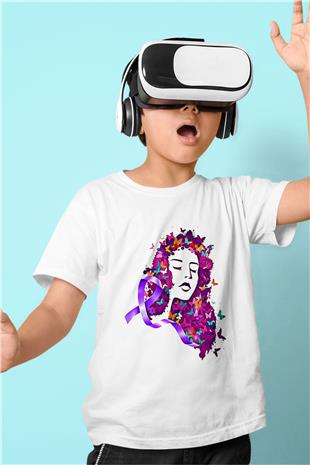 Kanser Günü Baskılı Beyaz Unisex Beyaz Çocuk Tişört - Tshirt