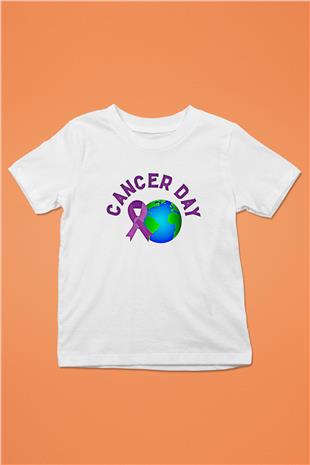 Kanser Günü Baskılı Beyaz Unisex Beyaz Çocuk Tişört - Tshirt