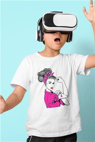 Kanser Günü Baskılı Beyaz Unisex Beyaz Çocuk Tişört - Tshirt