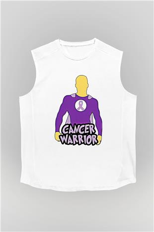 Kanser Günü Baskılı Beyaz Unisex Kolsuz Tişört - Tshirt
