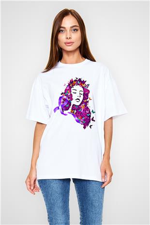 Kanser Günü Baskılı Beyaz Unisex Oversize Tişört - Tshirt