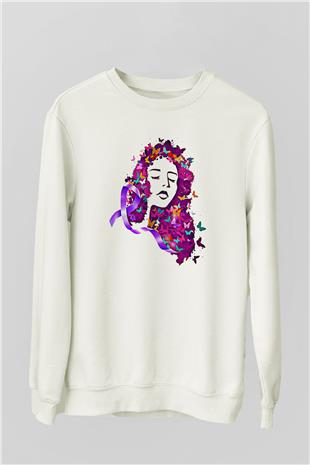Kanser Günü Baskılı Beyaz Unisex Sweatshirt