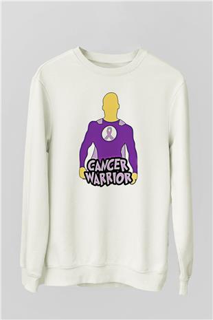 Kanser Günü Baskılı Beyaz Unisex Sweatshirt