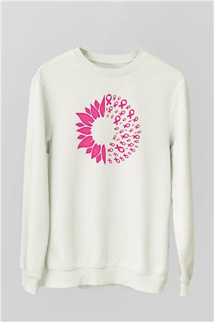 Kanser Günü Baskılı Beyaz Unisex Sweatshirt