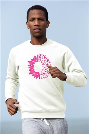 Kanser Günü Baskılı Beyaz Unisex Sweatshirt