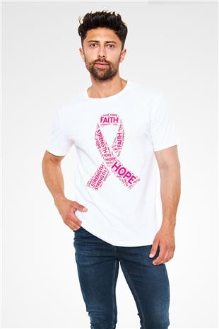 Kanser Günü Baskılı Unisex Beyaz Tişört - Tshirt