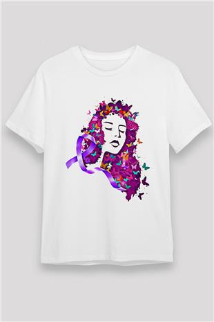 Kanser Günü Baskılı Unisex Beyaz Tişört - Tshirt