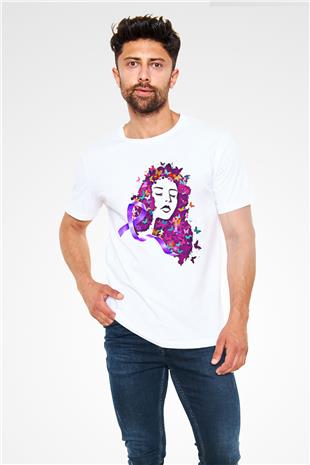 Kanser Günü Baskılı Unisex Beyaz Tişört - Tshirt
