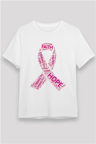 Kanser Günü Baskılı Unisex Beyaz Tişört - Tshirt