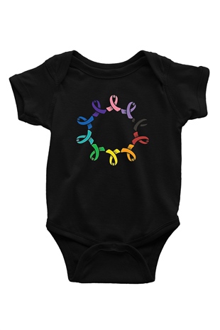 Kanser Günü Baskılı Unisex Siyah Bebek Body - Zıbın