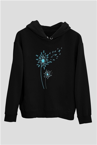 Kanser Günü Baskılı Unisex Siyah Hoodie