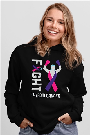 Kanser Günü Baskılı Unisex Siyah Hoodie