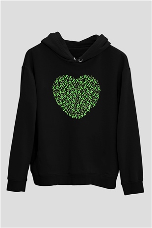 Kanser Günü Baskılı Unisex Siyah Hoodie