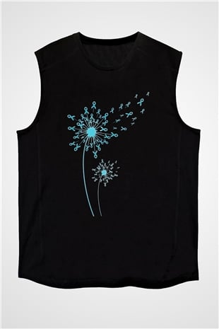 Kanser Günü Baskılı Unisex Siyah Kolsuz Tişört - Tshirt