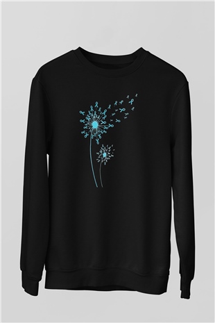 Kanser Günü Baskılı Unisex Siyah Sweatshirt