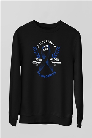 Kanser Günü Baskılı Unisex Siyah Sweatshirt