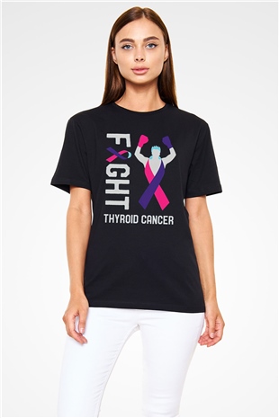 Kanser Günü Baskılı Unisex Siyah Tişört - Tshirt