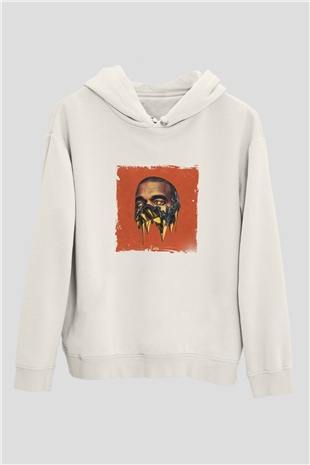 Kanye West Baskılı Unisex Beyaz Kapüşonlu Sweatshirt