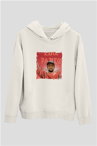 Kanye West Baskılı Unisex Beyaz Kapüşonlu Sweatshirt