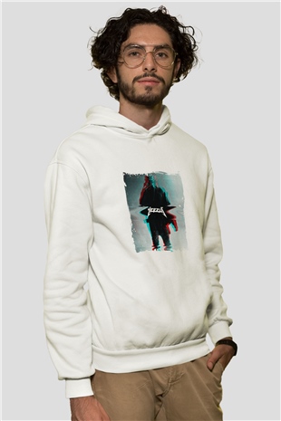Kanye West Baskılı Unisex Beyaz Kapüşonlu Sweatshirt
