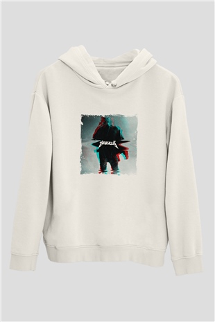 Kanye West Baskılı Unisex Beyaz Kapüşonlu Sweatshirt