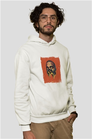 Kanye West Baskılı Unisex Beyaz Kapüşonlu Sweatshirt