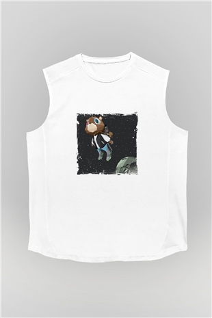 Kanye West Baskılı Unisex Beyaz Kolsuz Tişört