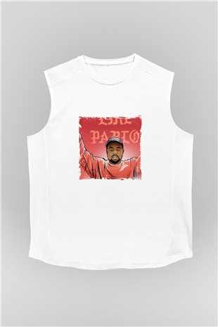 Kanye West Baskılı Unisex Beyaz Kolsuz Tişört