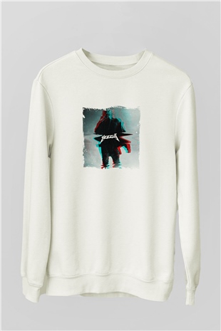Kanye West Baskılı Unisex Beyaz Sweatshirt