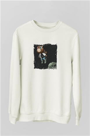 Kanye West Baskılı Unisex Beyaz Sweatshirt