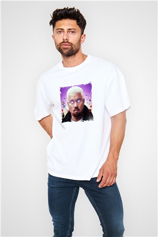Kanye West Baskılı Oversize Beyaz Tişört