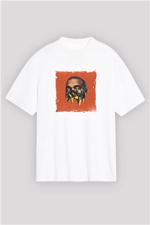 Kanye West Baskılı Oversize Beyaz Tişört