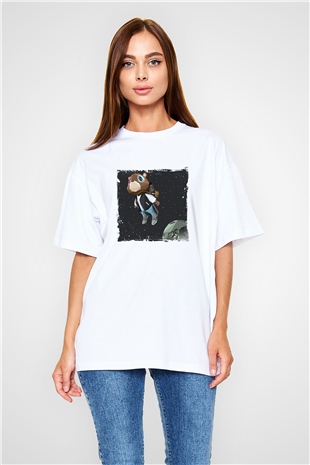 Kanye West Baskılı Oversize Beyaz Tişört
