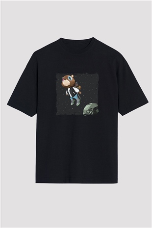 Kanye West Baskılı Unisex Oversize Siyah Tişört