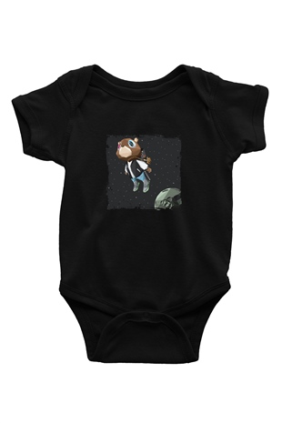 Kanye West Baskılı Unisex Siyah Bebek Body - Zıbın