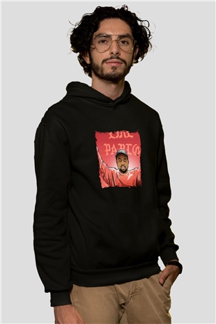 Kanye West Baskılı Unisex Siyah Hoodie