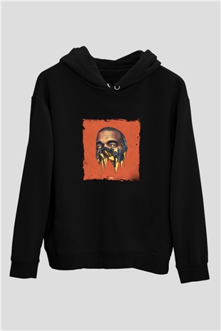 Kanye West Baskılı Unisex Siyah Hoodie