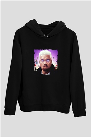 Kanye West Baskılı Unisex Siyah Hoodie