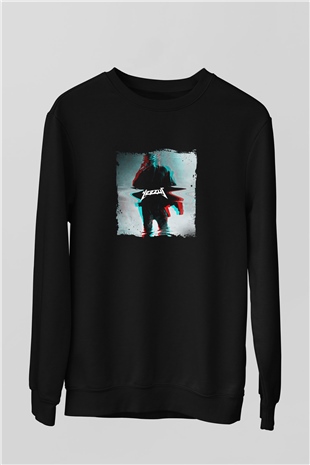 Kanye West Baskılı Unisex Siyah Sweatshirt