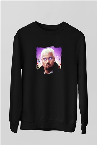 Kanye West Baskılı Unisex Siyah Sweatshirt
