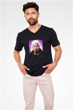 Kanye West Baskılı Unisex Siyah V Yaka Tişört