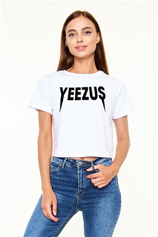Kanye West Beyaz Croptop Tişört