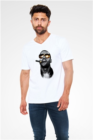 Kanye West Beyaz Unisex V Yaka Tişört T-Shirt
