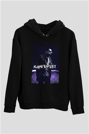 Kanye West Siyah Unisex Kapüşonlu Sweatshirt