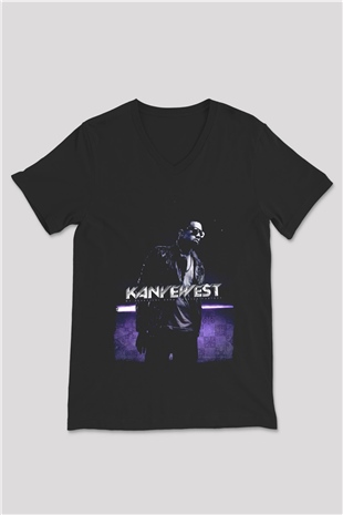 Kanye West Siyah Unisex V Yaka Tişört